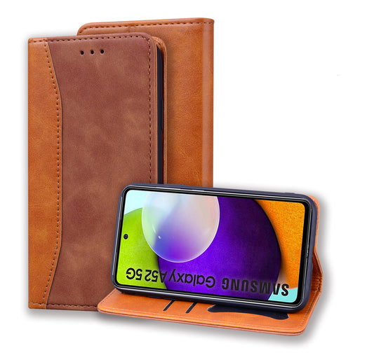 Business Stitching Galaxy A13 Leather Case Homochromatic Retro Wallet Stand
