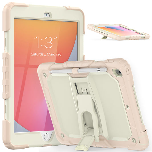 Kickstand iPad 7 Shockproof Case Built-in Screen Protector Shoulder Strap Detachable