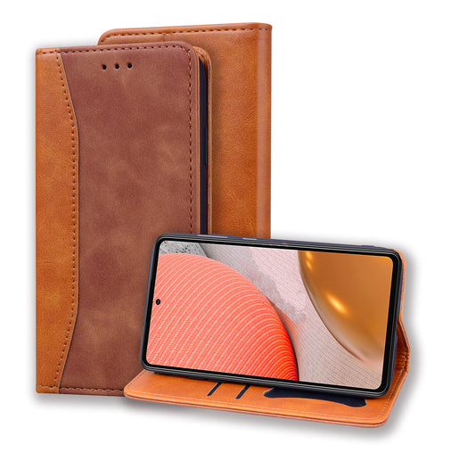 Business Stitching Galaxy A71 Leather Case Homochromatic Retro Wallet Stand
