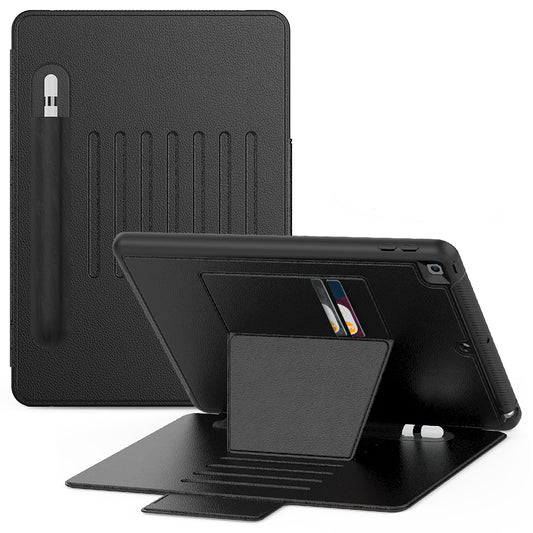 Smart Multiple iPad 7 Shockproof Case Leather Wallet Stand with Pencil Holder