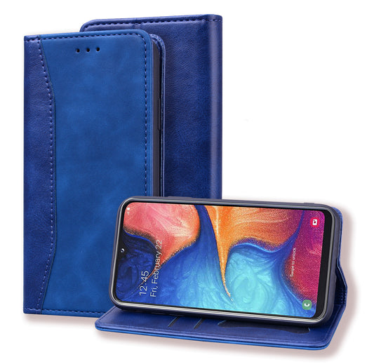 Business Stitching Galaxy A20 Leather Case Homochromatic Retro Wallet Stand