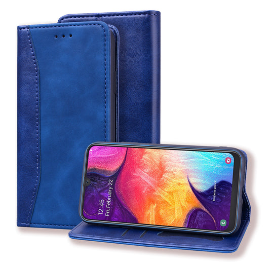 Business Stitching Galaxy A50 Leather Case Homochromatic Retro Wallet Stand