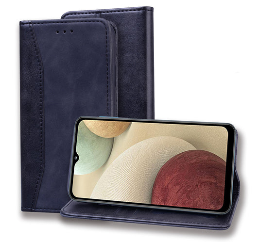 Business Stitching Galaxy A22s Leather Case Homochromatic Retro Wallet Stand