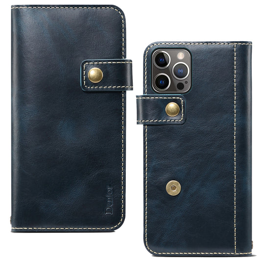 Waxed Cowhide Leather iPhone 12 Pro Max Magnetic Buckle Case Wallet Stand