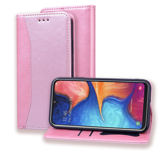 Business Stitching Galaxy A30 Leather Case Homochromatic Retro Wallet Stand