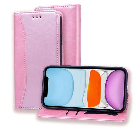 Business Stitching iPhone 12 Mini Leather Case Homochromatic Retro Wallet Stand