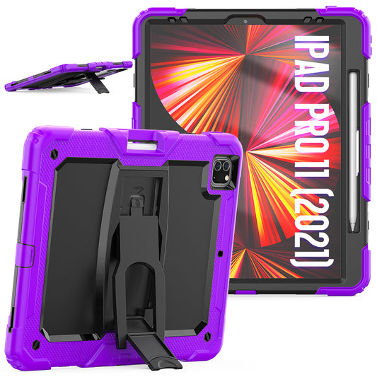 Kickstand iPad Pro 12.9 2020 Shockproof Case Built-in Screen Protector Shoulder Strap
