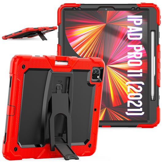Kickstand iPad Pro 12.9 2021 Shockproof Case Built-in Screen Protector Shoulder Strap
