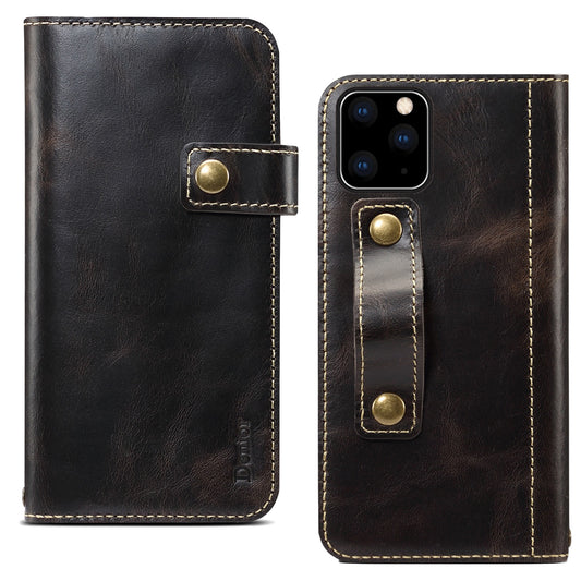 Waxed Cowhide Leather iPhone 11 Pro Max Magnetic Buckle Case Wallet Stand