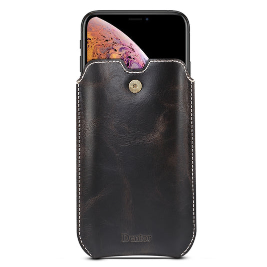 Waxed Cowhide Leather iPhone 12 Mini Waist Bag Ｍen Belt Clip Pouch