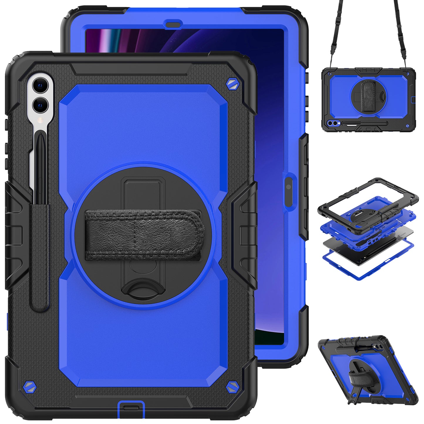 Tough Strap Galaxy Tab S9+ Shockproof Case Multi-functional Built-in Screen Protector