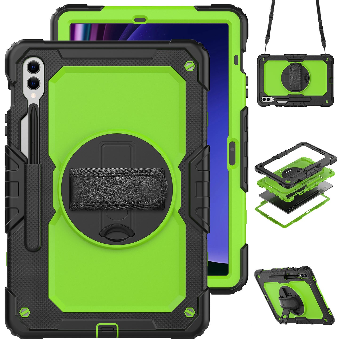 Tough Strap Galaxy Tab S9 FE+ Shockproof Case Multi-functional Built-in Screen Protector