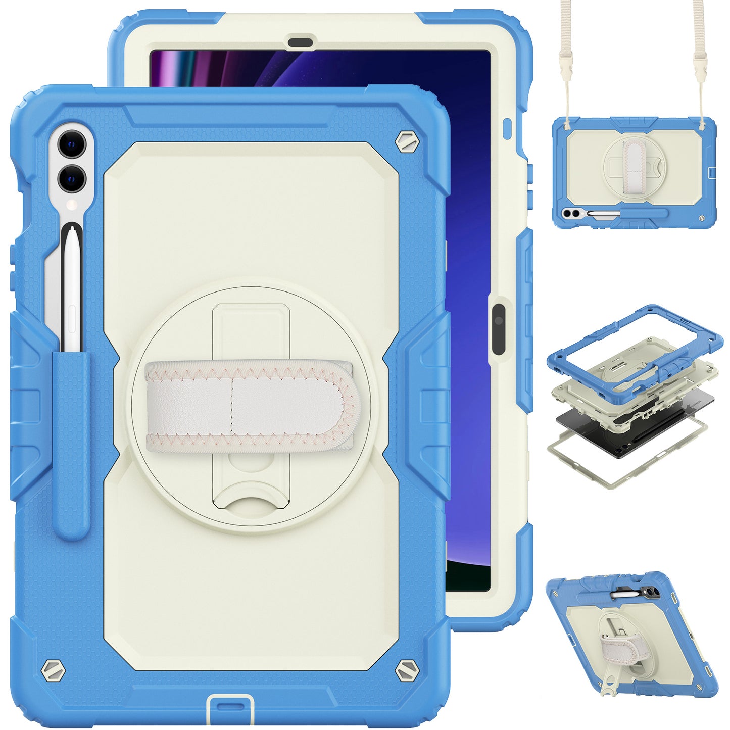 Tough Strap Galaxy Tab S9 FE Shockproof Case Multi-functional Built-in Screen Protector
