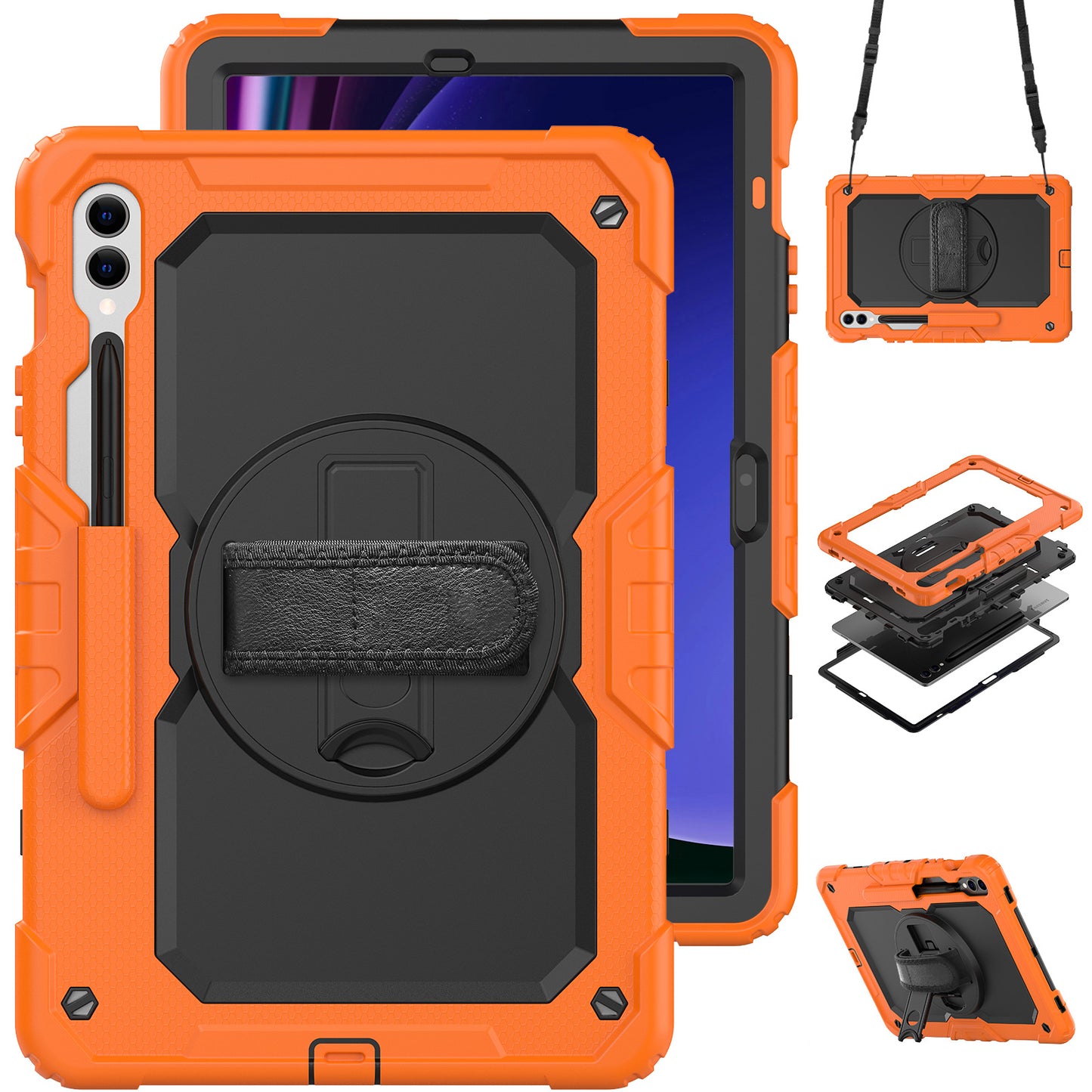 Tough Strap Galaxy Tab S9 FE+ Shockproof Case Multi-functional Built-in Screen Protector