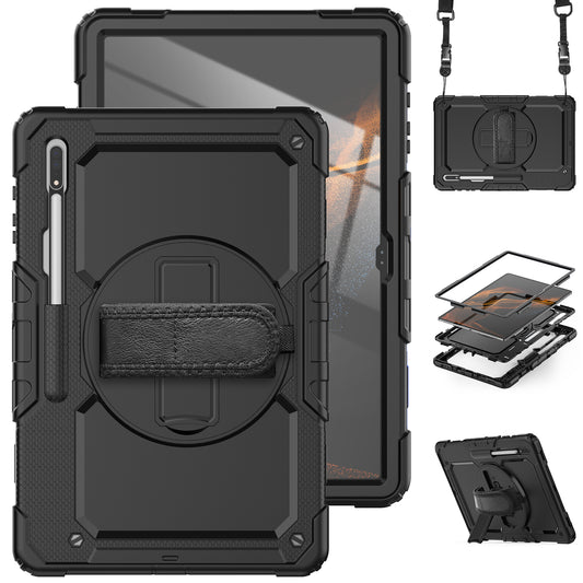 Tough Strap Galaxy Tab S8 Ultra Shockproof Case Multi-functional Built-in Screen Protector