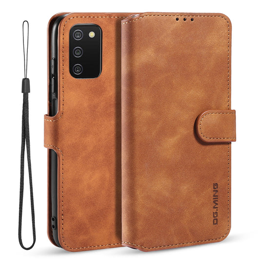Retro Edge Galaxy A03s Leather Case Flip Stand Buckle with Hand Strap