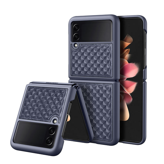 Venice Rhombus Galaxy Z Flip3 Genuine Leather Case Premium Full Protection Rugged