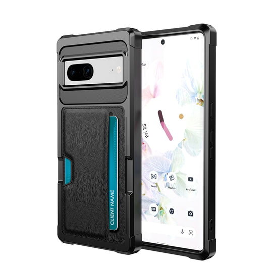Car Magnetism Google Pixel 7 Pro TPU Cover with Leather Card Holder Slim