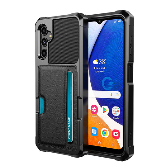 Car Magnetism Galaxy A14 TPU Cover with Leather Card Holder Slim