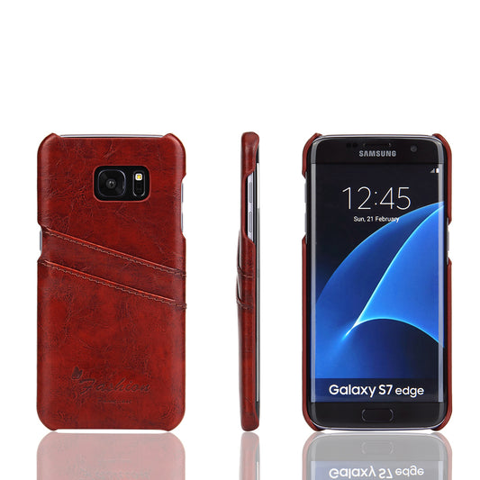 Oil Artificial Leather Galaxy S7 Wallet Cover Back Pack Business