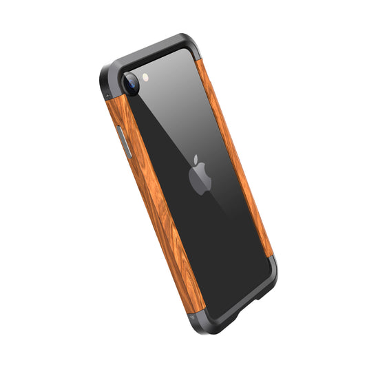 Iron Wood iPhone SE 2022 Bumper Case Metal Solid Natural Backside Hollow Unique