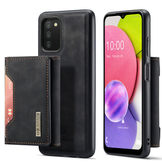 Retro 8 Card Slots Galaxy A03s Leather Cover Kickstand Auto-magnetic 2 in 1