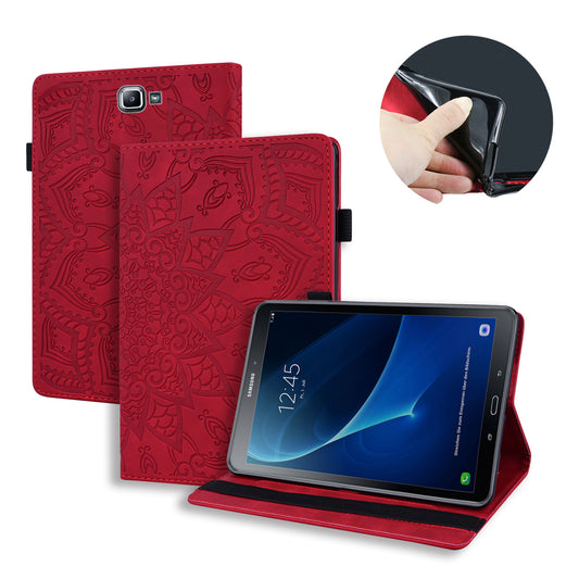 Double Hem Galaxy Tab A 10.1 (2017) Leather Case Embossing Sunflower Wallet Foldable Stand