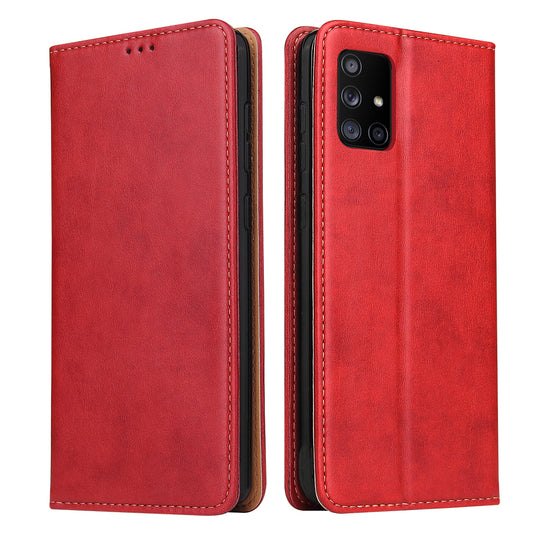 PU Leather Galaxy A71 Flip Case Wallet Stand Texture Deluxe