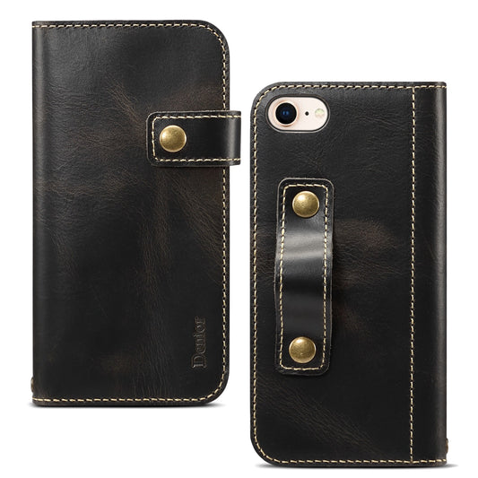 Waxed Cowhide Leather iPhone 7 Magnetic Buckle Case Wallet Stand