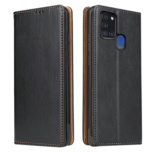 PU Leather Galaxy A21s Flip Case Wallet Stand Texture Deluxe