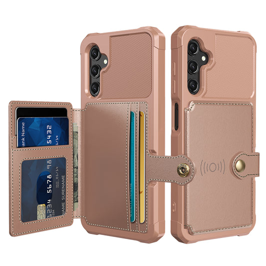 Built-in Metal Magnetic Iron Stand Galaxy A24 TPU Cover with Leather Card Holder Buckle