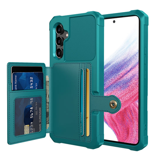 Built-in Metal Magnetic Iron Stand Galaxy A34 TPU Cover with Leather Card Holder Buckle