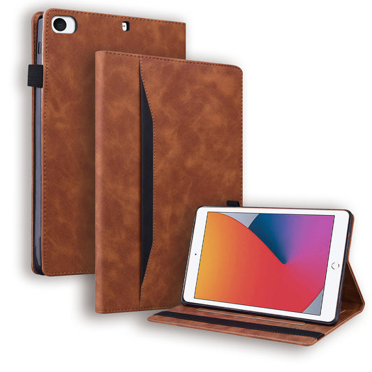Business Stitching iPad Mini 5 Leather Case Homochromatic Retro Wallet Stand