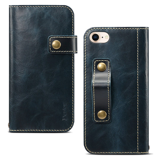 Waxed Cowhide Leather iPhone SE 2020 Magnetic Buckle Case Wallet Stand
