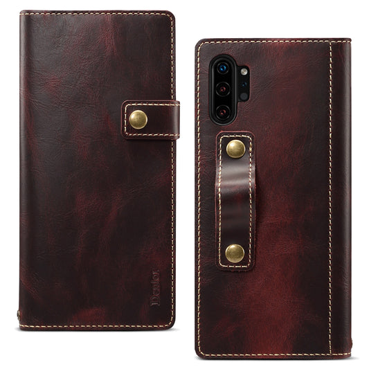 Waxed Cowhide Leather Galaxy Note10+ Magnetic Buckle Case Wallet Stand