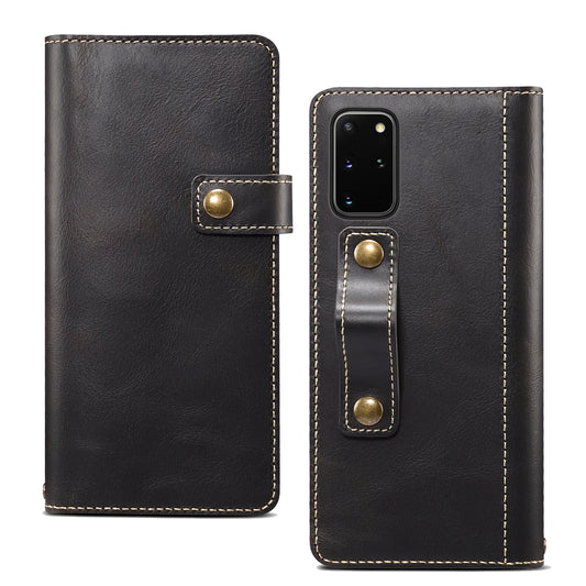 Waxed Cowhide Leather Galaxy S20 Magnetic Buckle Case Wallet Stand