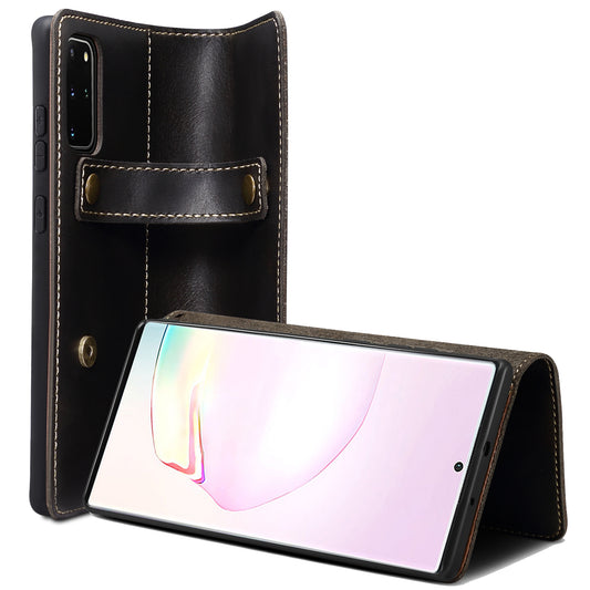 Waxed Cowhide Leather Galaxy Note20 Magnetic Buckle Case Wallet Stand