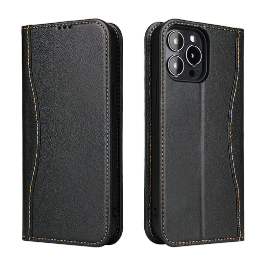 West Gun iPhone 13 Mini Genuine Leather Case Classical Wallet Stand