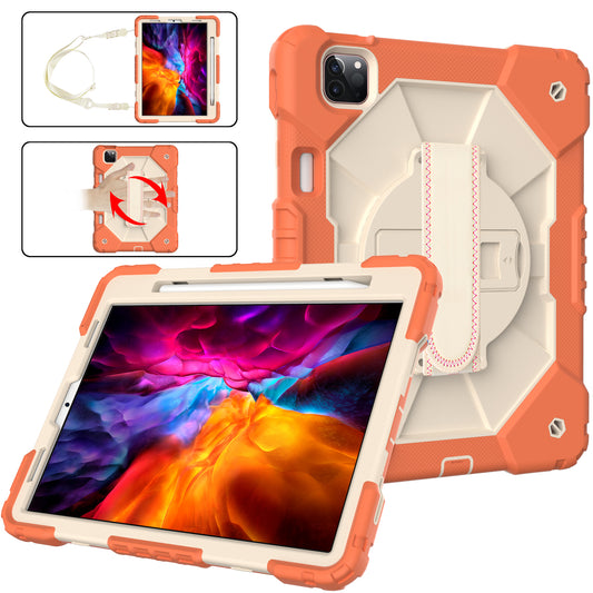 Rugged Rotating iPad Air 4 Shockproof Case Shoulder Strap Hand Holder 3 in 1 Stand