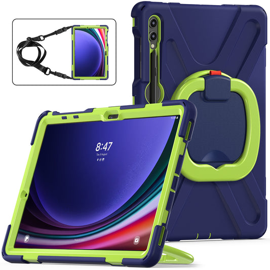 Pirate Box Galaxy Tab S9 FE+ Case Hook Stand Rotating Hand Holder Shoulder Strap