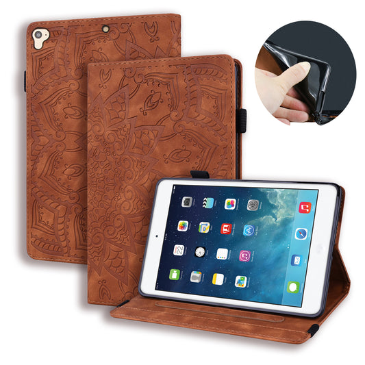 Double Hem iPad Air 1 Leather Case Embossing Sunflower Wallet Foldable Stand