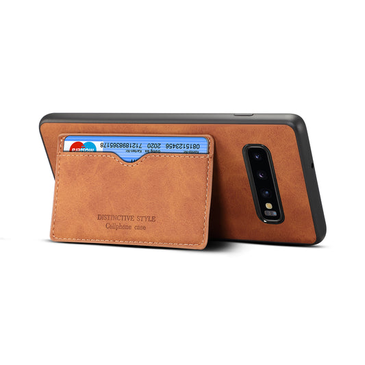 Horizontal Card Holder Galaxy S10 Back Cover Retro Leather Magnetic Stand