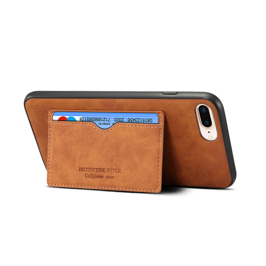 Horizontal Card Holder iPhone 6 6s Plus Back Cover Retro Leather Magnetic Stand