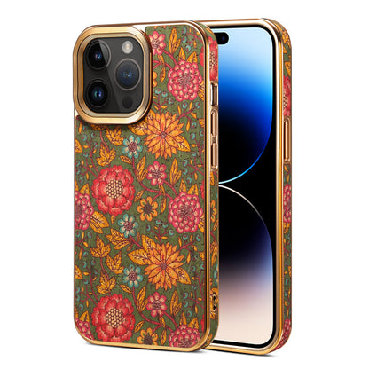 Moslem Flowers Wood iPhone 15 Pro Max Electroplated Cover Retro