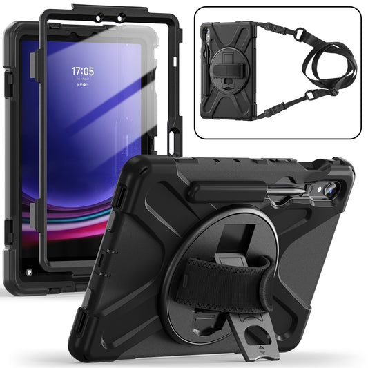Pirate King Galaxy Tab S9 FE Case 360 Rotating Stand with Hand Holder Shoulder Strap