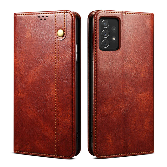 Oil Wax Leather Galaxy A70 Case Magnetic Wallet Stand Slim Classical
