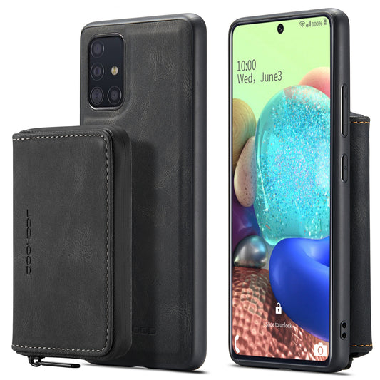 Magnetic Detachable Card Pouch Galaxy A71 Leather Cover RFID Zipper Stand