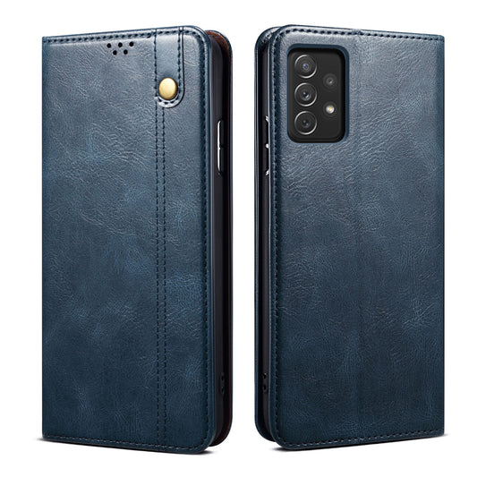 Oil Wax Leather Galaxy A73 Case Magnetic Wallet Stand Slim Classical
