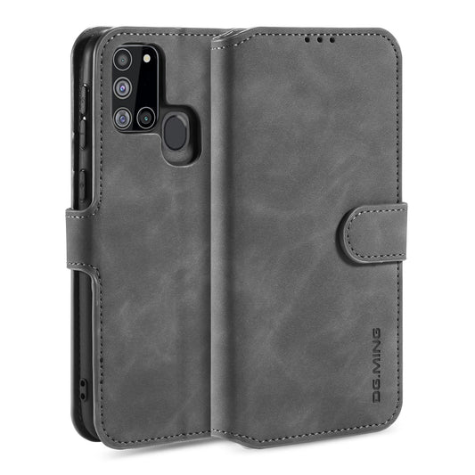 Retro Edge Galaxy A21s Leather Case Flip Stand Buckle with Hand Strap