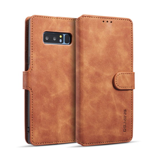 Retro Edge Galaxy Note8 Leather Case Flip Stand Buckle with Hand Strap